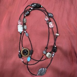 60” Silpada Retired Primal Gemstone Beaded Necklace N1967 OS
